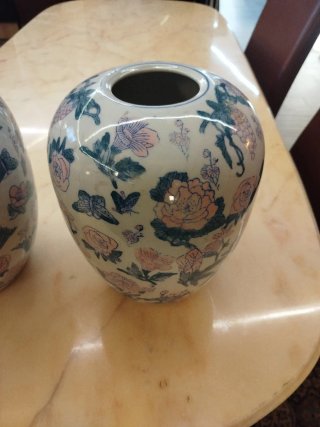 Coppia vasi ceramica floreali anni '70
