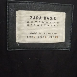 Cazadora Biker Piel Natural Zara Basic L