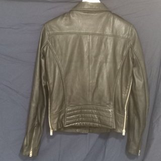 Cazadora Biker Piel Natural Zara Basic L