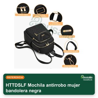 Mochila antirrobo mujer bandolera negra