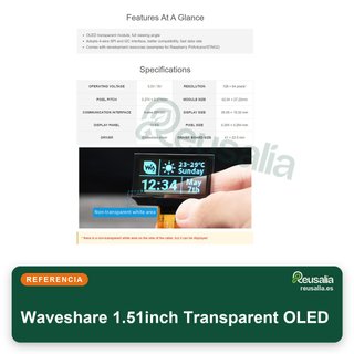 Waveshare pantalla OLED transparente 1.51"