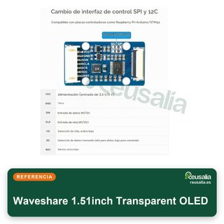 Waveshare pantalla OLED transparente 1.51"