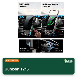 GuMosh cargador inalámbrico coche 15W doble bobina