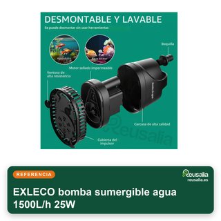 EXLECO bomba sumergible agua 1500L/h 25W