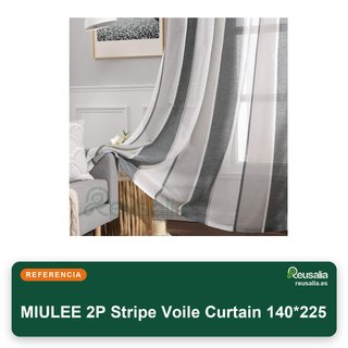 MIULEE tende a righe bianco grigio 140x225 cm