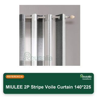MIULEE tende a righe bianco grigio 140x225 cm