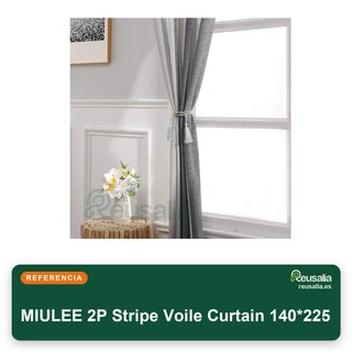 MIULEE tende a righe bianco grigio 140x225 cm