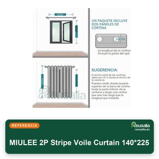 MIULEE tende a righe bianco grigio 140x225 cm