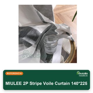 MIULEE tende a righe bianco grigio 140x225 cm