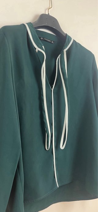 Zara Basic Blusa Camicia Verde Smeraldo taglia M