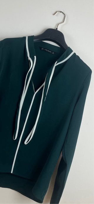 Zara Basic Blusa Camicia Verde Smeraldo taglia M