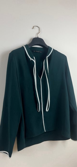 Zara Basic Blusa Camicia Verde Smeraldo taglia M