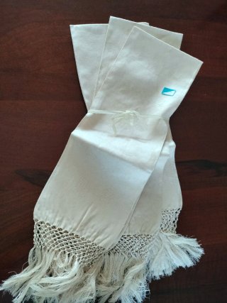 3 Tovaglie Vintage Misto Lino Beige/Blu