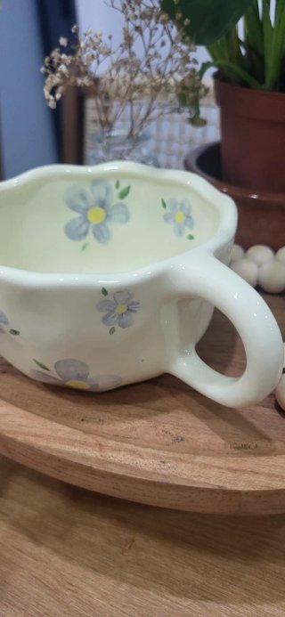 Taza cerámica flores