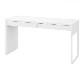 Mesa de escritorio blanca con dos cajones s