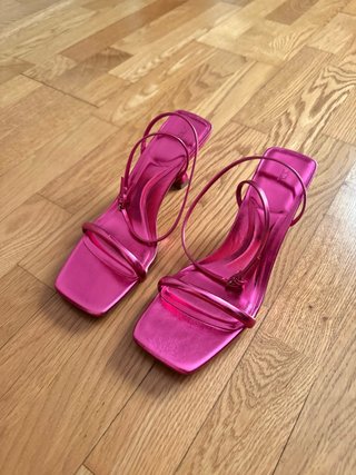 Sandalias Zara Tacón Rosa Talla 39