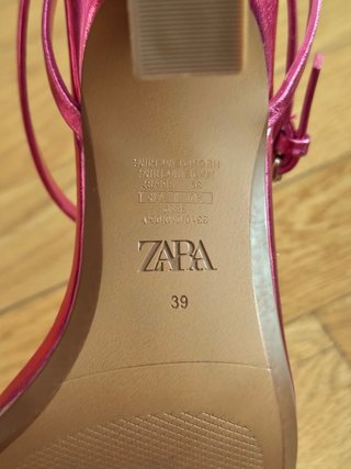 Sandalias Zara Tacón Rosa Talla 39
