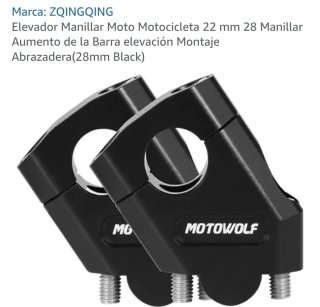 Elevador Manillar Moto 28mm Negro