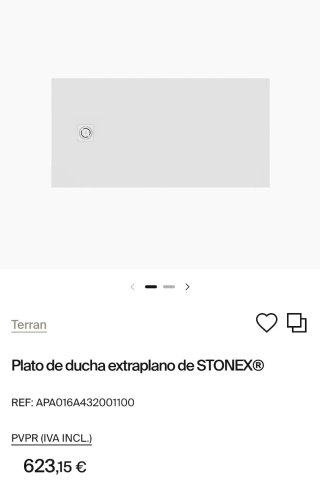 Plato de ducha Roca modelo Terran con valvula