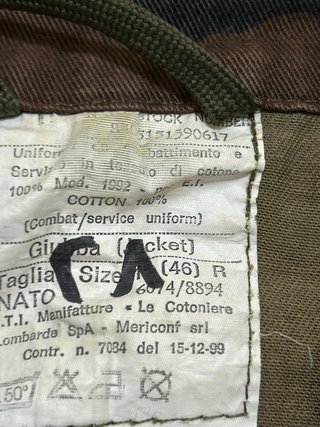 Giubba Militare Mimetica 1992