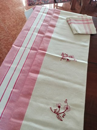 Tovaglia lino con 6 tovaglioli