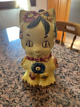 Porta Monete Gatto in Ceramica Vintage