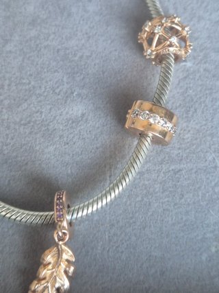 Pulsera Pandora Corazón y Pluma Oro Rosa