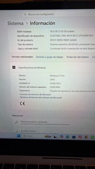 Portátil Intel i9 10980 16GB RAM 1TB SSD