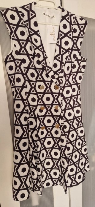 Vestido Carher Negro y Blanco Talla M