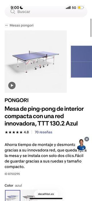 Mesa Ping Pong Plegable con Ruedas