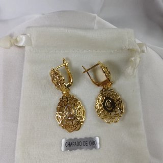 Pendientes Chapado Oro Reina Oriente Filigrana