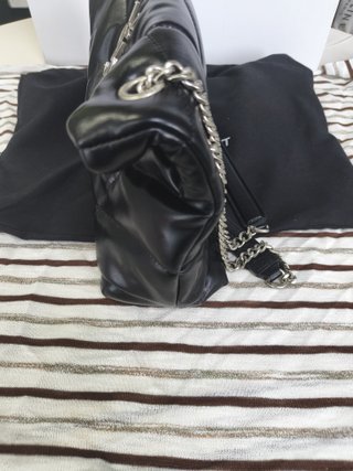 Bolso YSL Nube Negro Piel Plateado