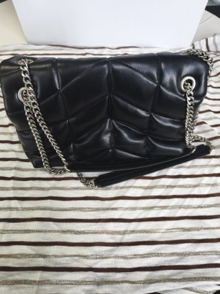 Bolso YSL Nube Negro Piel Plateado