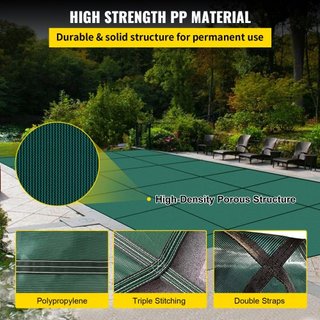 Cubierta de Seguridad para Piscina que se Ajusta a Piscinas Rectangulares Inground de 6.09 x 12.19 m, Cubierta de Seguridad para Piscina con Agujeros de Drenaje, Cubierta de Malla Sólida para Pisc...