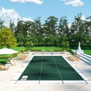 Cubierta de Seguridad para Piscina que se Ajusta a Piscinas Rectangulares Inground de 6.09 x 12.19 m, Cubierta de Seguridad para Piscina con Agujeros de Drenaje, Cubierta de Malla Sólida para Pisc...