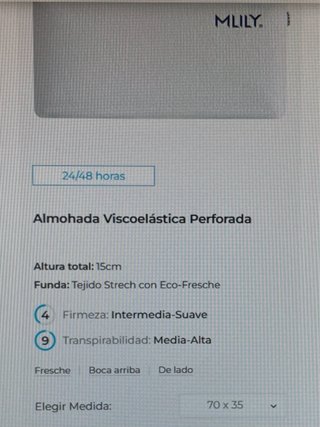 Almohada Viscoelástica MLILY  -SIN ESTRENAR-