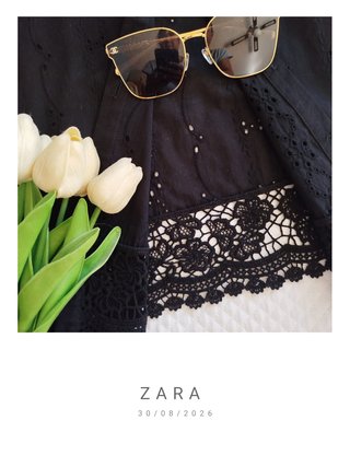 Camisa Zara bordada negra Talla S
