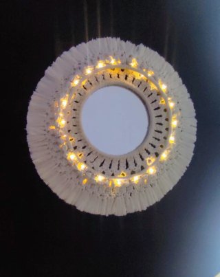 Espejo Macramé Hecho a Mano con Luces LED