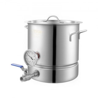 Hervidor de Acero Inoxidable, Olla de Cerveza de 18.9 L, Fondo de Tres Capas para Cerveza, Olla de Elaboración de Cerveza, Suministros para Elaboración de Cerveza Incluye Tapa, Mango, Termómetro, ...