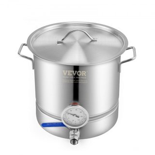 Hervidor de Acero Inoxidable, Olla de Cerveza de 18.9 L, Fondo de Tres Capas para Cerveza, Olla de Elaboración de Cerveza, Suministros para Elaboración de Cerveza Incluye Tapa, Mango, Termómetro, ...