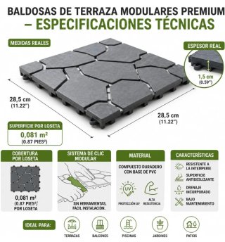 Baldosas PVC Exterior Gris