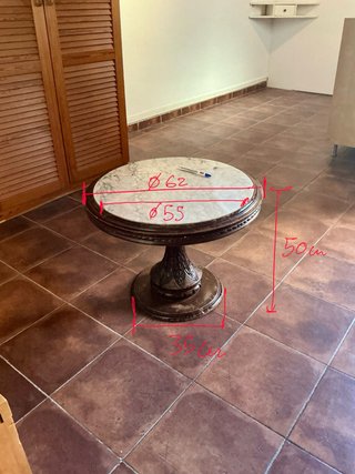 Mesa auxiliar redonda mármol y madera