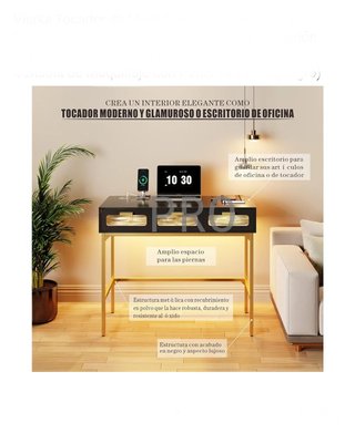 Toeletta per trucco moderna con luce e cassetti