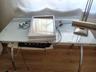 Mesa cristal despacho y sillón