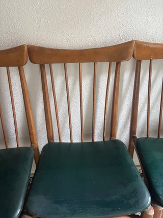 Juego de 3 sillas de comedor madera y cuero