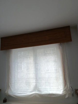 Estor plegable tela beige/blanco 220 cm