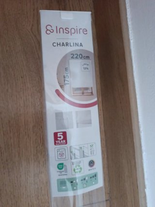 Estor plegable tela beige/blanco 220 cm