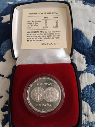 Medalla de plata Reyes España Visita Noruega 1982