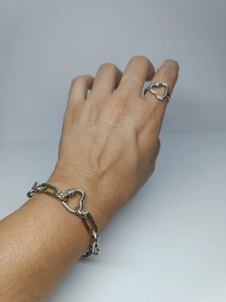 Conjunto Plata 925 Vintage: Pulsera y Anillo
