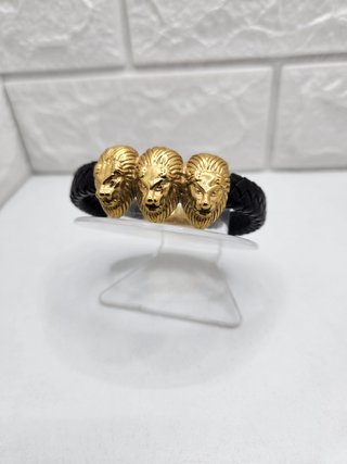 Pulsera Leones Acero Quirúrgico Chapado Oro